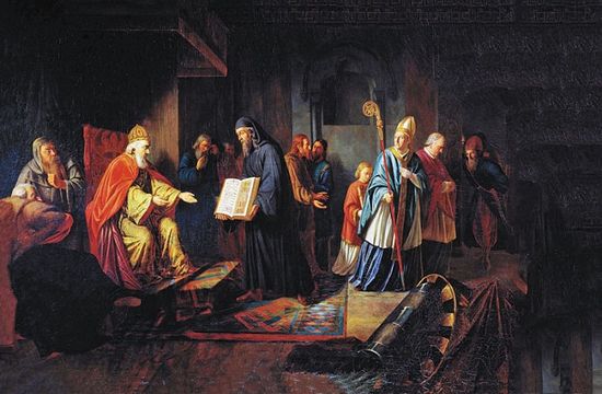 Великий князь Владимир избирает религию. И. Эггинк. 1822