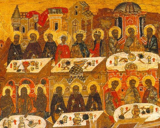 Торжество праведных в Небесном Иерусалиме. Икона &ldquo;Страшный Суд&rdquo; из Благовещенского собора Сольвычегодска. 2-я пол. XVI в. (СИХМ). Фрагмент