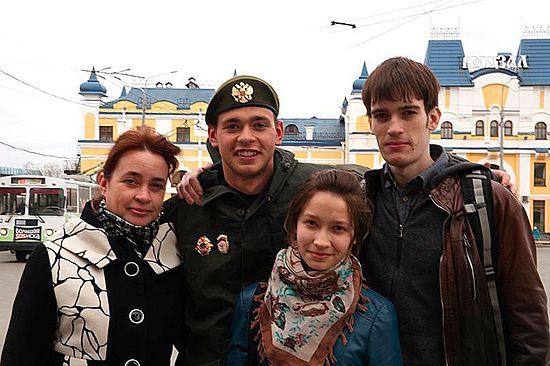 Матушка Елена с тремя старшими детьми